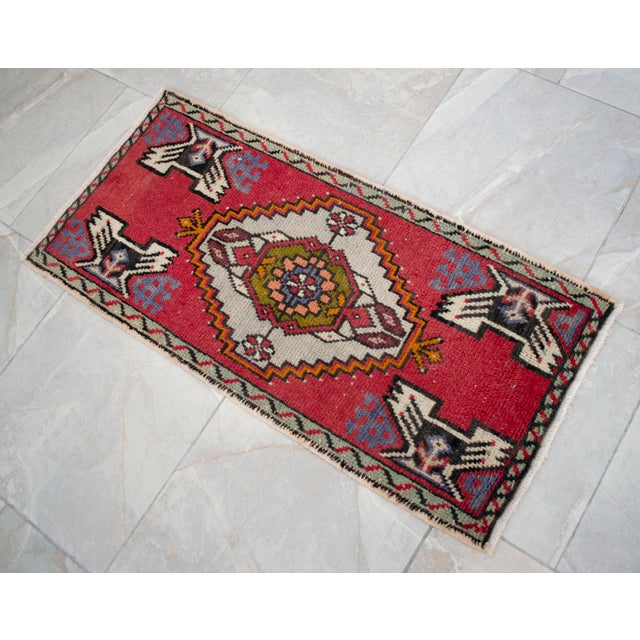 Hand Knotted Door Mat, Entryway Rug, Bath Mat, Kitchen Decor, Small Rug, Turkish Rug - 1'7" X 3'3" For Sale - Image 12 of 13