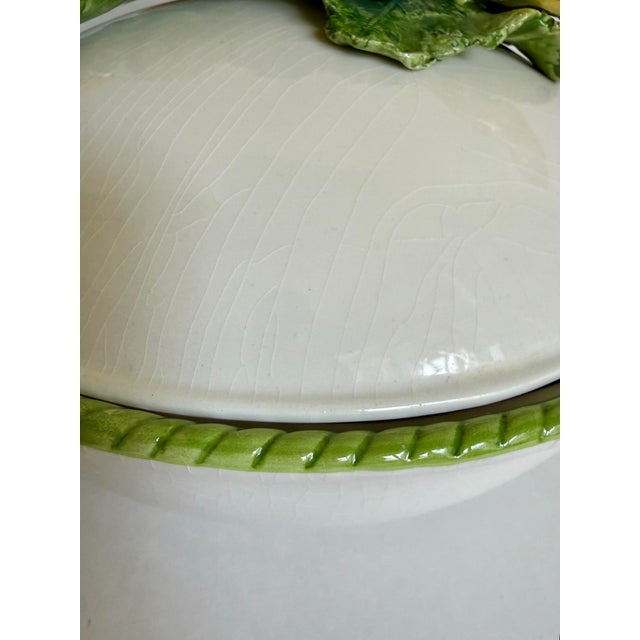 Late 20th Century Italian Bassano Del Grappa Covered Vegetable Tureen With Sculptural Zucchini & Squash Blossom For Sale In Los Angeles - Image 6 of 14
