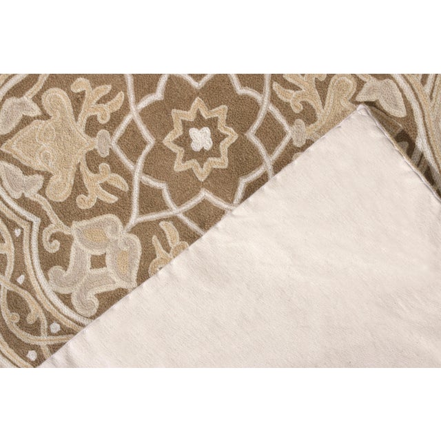 Rug & Kilim’s Handmade Chain Stitch Rug, Beige-Brown Geometric Pattern For Sale In New York - Image 6 of 6