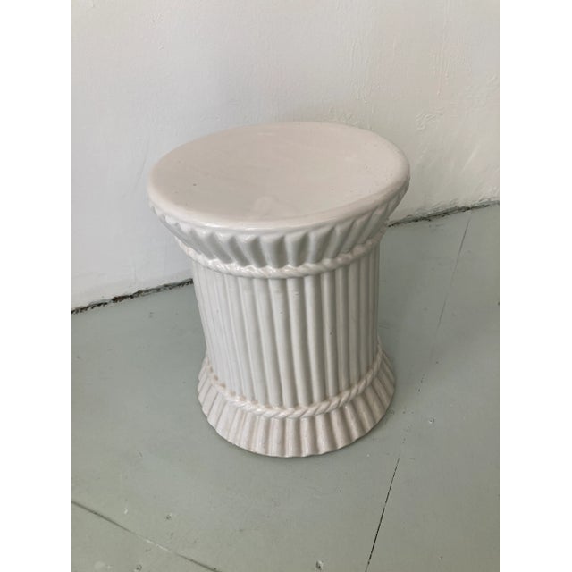 Modern White Glazed Ceramic Garden Seat For Sale - Image 3 of 10