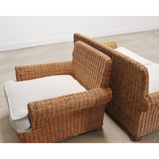 Organic Modern Woven Rattan Wicker Lounge Chair and Settee For Sale - Image 16 of 18