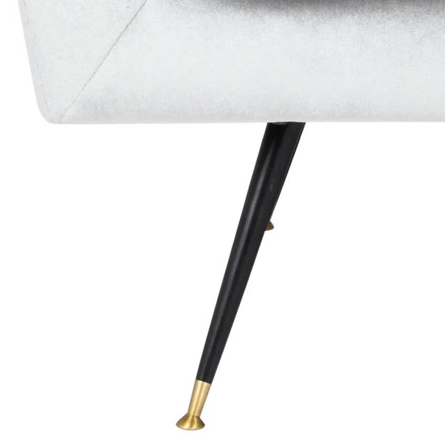 Light Gray Velvet Retro Mid Accent Chair in Light Grey For Sale - Image 8 of 9