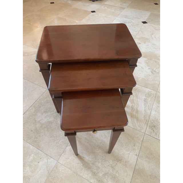 Braxton Culler Traditional Cherry Wood Nesting Tables Set of 3 Chairish
