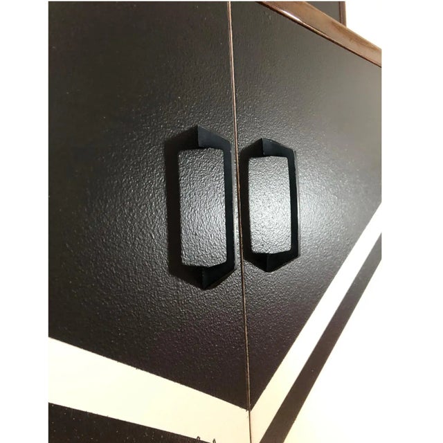 Polish Secretaire with Manual Geomertic Motif, 1970, Set of 2 For Sale - Image 10 of 12