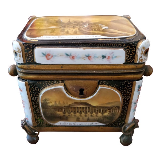 Mid 19th Century Antique Moser Bohemian Glass Overlay Jewel Box Casket For Sale
