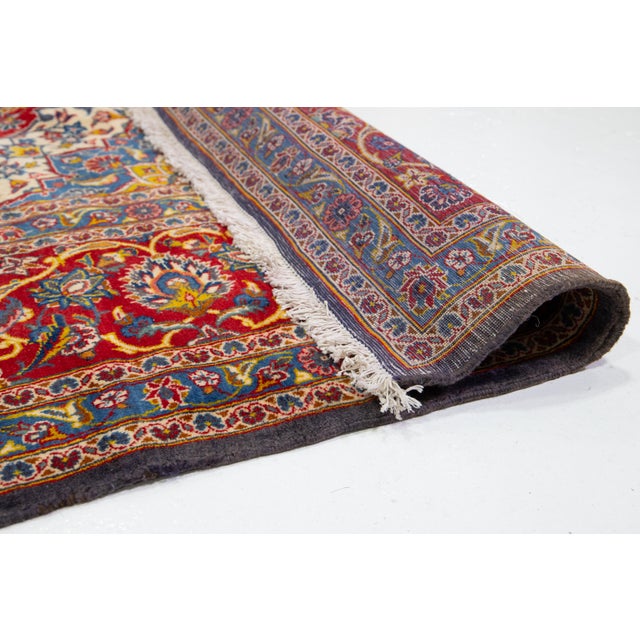 Vintage Kashan Medallion Wool Rug in Gray For Sale - Image 4 of 10