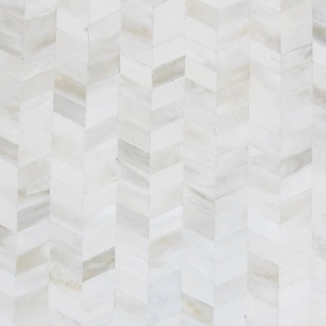 Modern White Herringbone Pattern Side Table For Sale - Image 3 of 4