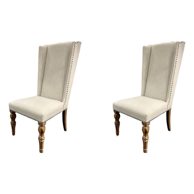 Hooker Furniture High Back Wing Host Chairs - Pair. For Sale