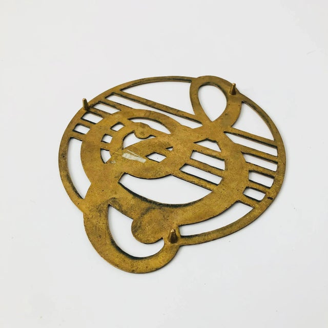 Brass Brass Treble Clef Trivet For Sale - Image 8 of 8
