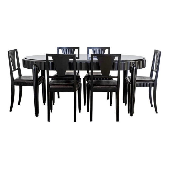 Art Deco Dining Room Set, Italy, 1930s, Set of 8 For Sale - Image 10 of 10
