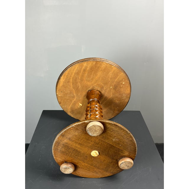 Low Mid-Century Modern Brutalist Turned Wood Side Table in the style of Charles Dudouyt, France, 1950s For Sale - Image 6 of 14