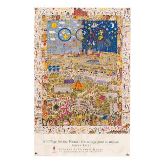 A Village for the World Centennial Olympic Games Poster by James Rizzi, Atlanta, 1996 For Sale