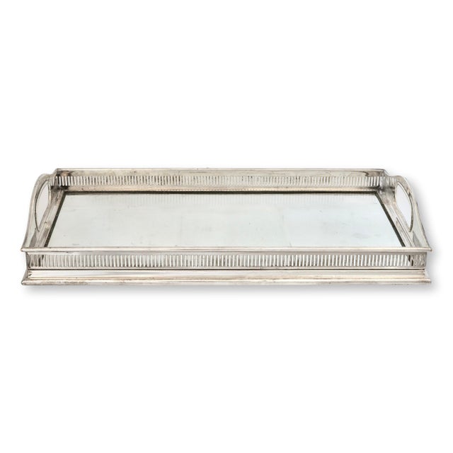 English English Silverplate & Glass Gallery Tray For Sale - Image 3 of 5