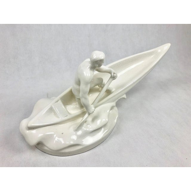 Ceramic Figure of Canoeist from Jihokera Bechyně, Czechoslovakia, 1960s For Sale - Image 10 of 11