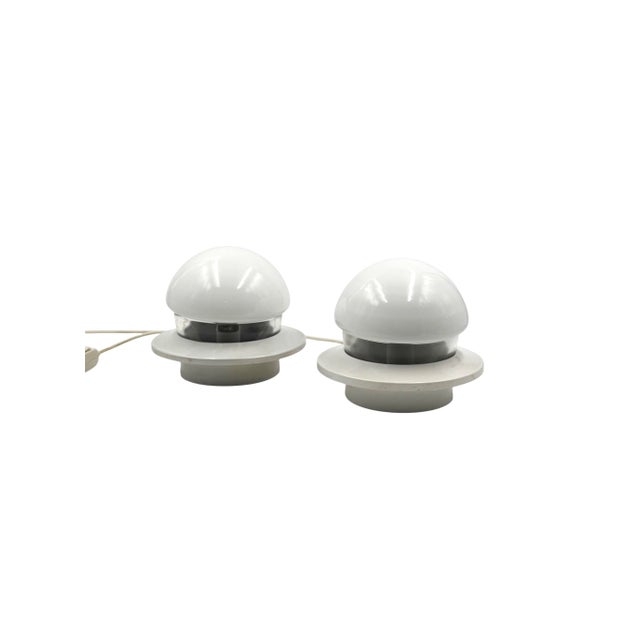 Mid-Century Modern 1970s Space Age Bedside Table Lamps, Italy - Set of 2 For Sale - Image 3 of 10