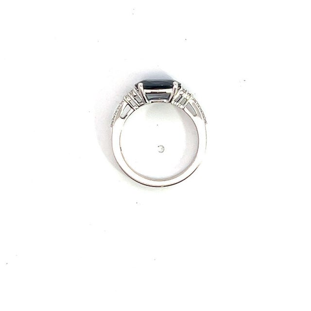 Natural Sapphire Diamond Ring Size 6.25 14k W Gold 2.86 TCW Certified, Size 9.25 For Sale - Image 11 of 11