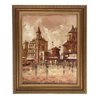 Paris Cityscape With Moulin Rouge by Antonio DeVity For Sale