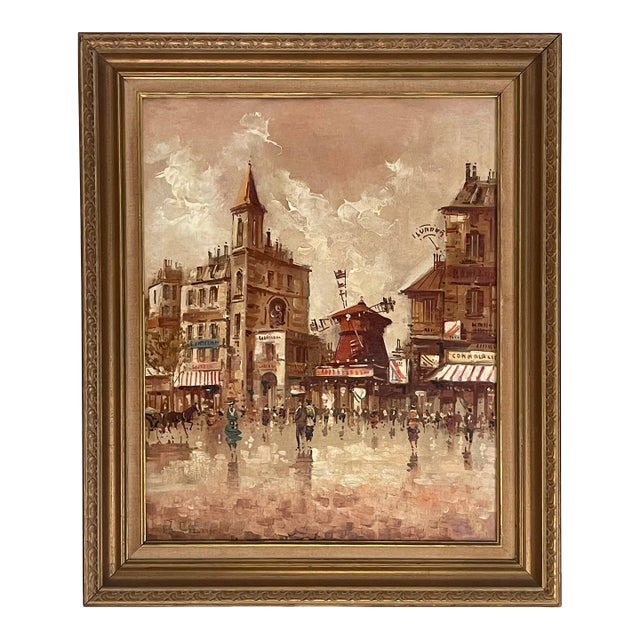 Paris Cityscape With Moulin Rouge by Antonio DeVity For Sale