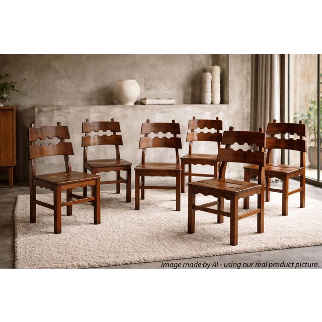 Mid-Century Modern Brutalist Razor Back Chairs by Henning Kjaernulf, 1970, Set of 6 For Sale - Image 3 of 12