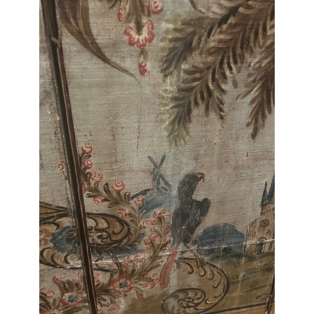 Swedish Painted Five-Panel Screen 18th Century Painted Canvas Panels, Assembled 20th Century For Sale In Washington DC - Image 6 of 10