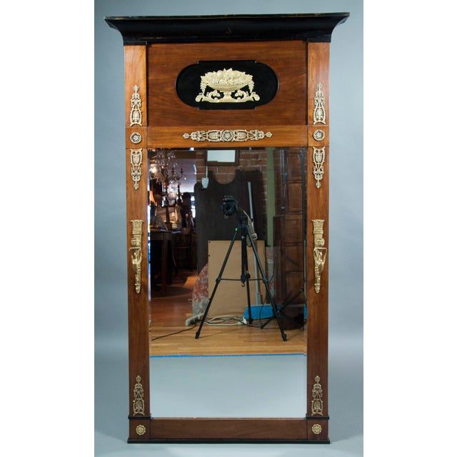 Brown Biedermeier Mahogany, Ebonized and Bronze-Mounted Pier Mirror For Sale - Image 8 of 8