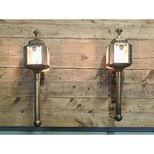 Antique French Brass Carriage Lamps, 1800, Set of 2 For Sale - Image 4 of 8