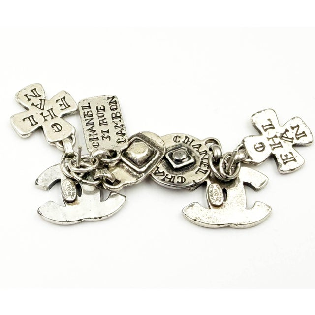 1990s Chanel Vintage Silver CC Gothic 5 Set Mix and Match Piercing Earrings For Sale - Image 5 of 5