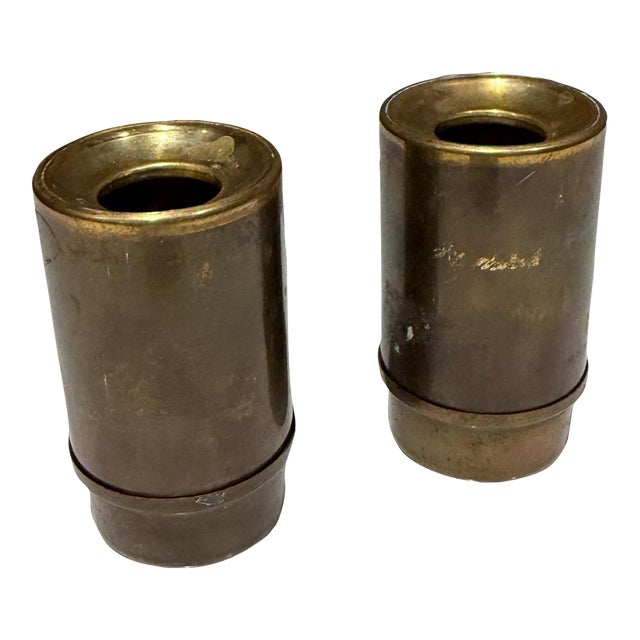 b.c.a. Brass Candle Holders or Oil Lamps From Denmark Mid-Century Modern For Sale