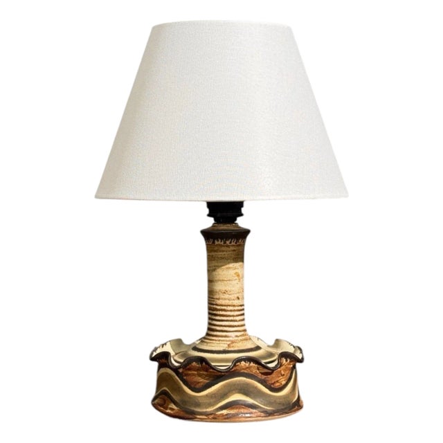 Jette Hellerøe, Danish Mid-Century Modern, Table Lamp, Beige Ceramic, Denmark, 1970s Designed by Jette Hellerøe for his...