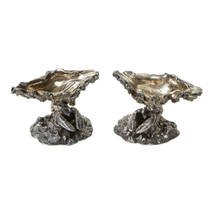 Pair of 19th Century Pewter Shell and Crayfish Salt Cellars