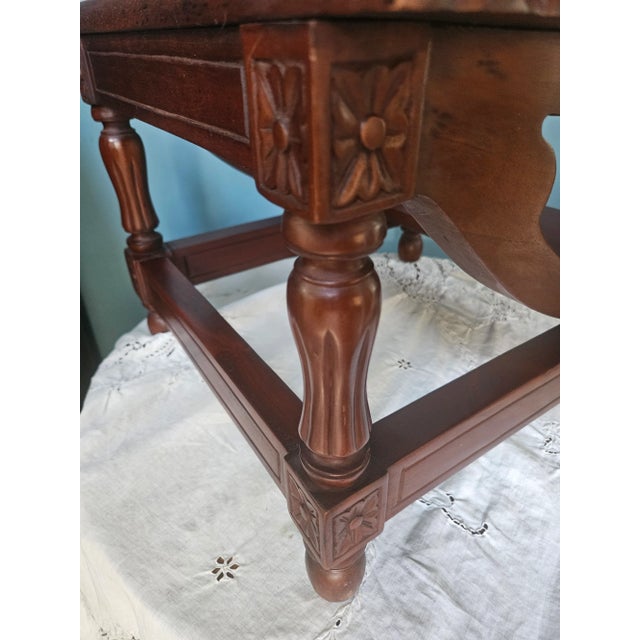 Wood Carved Mahogany Bed Library Step For Sale - Image 7 of 11