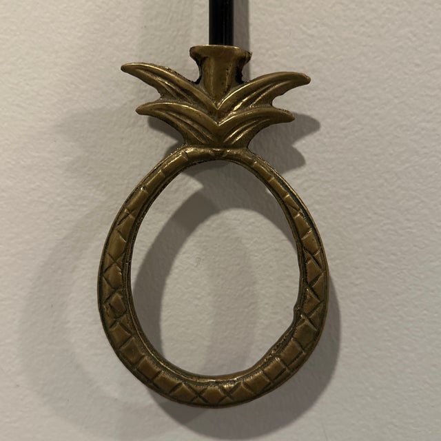 Mid-Century Modern Vintage Brass Pineapple Fireplace Damper Pull For Sale - Image 3 of 5