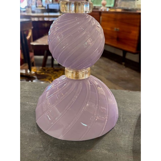 Modern Lavender and Gold Murano Glass Lamps For Sale - Image 3 of 5