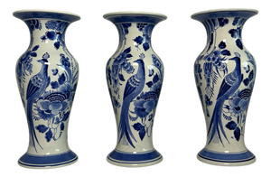Vintage Hand-Painted Bird Vases from Royal Delft, 1980s, Set of 3