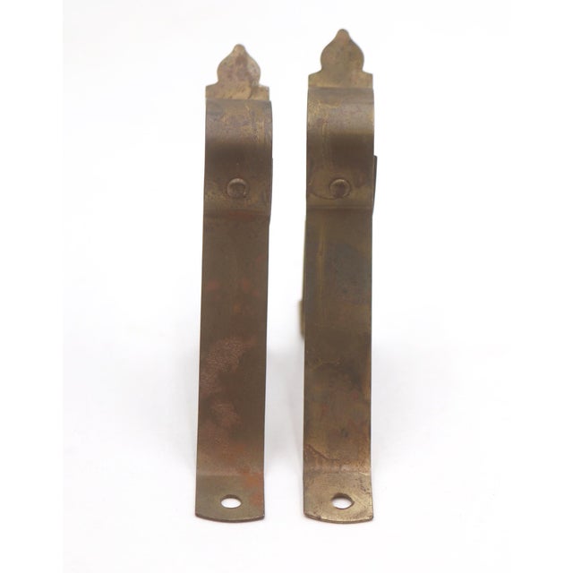Traditional Pair of Brass Plated Steel Curtain Rod Brackets For Sale - Image 3 of 5