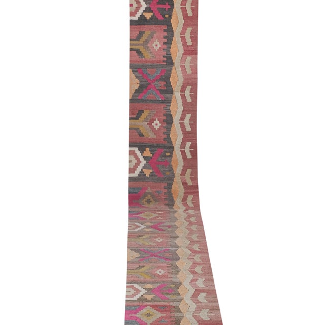 1970s Vintage Turkish Oushak Stair Kilim Runner For Sale - Image 4 of 13