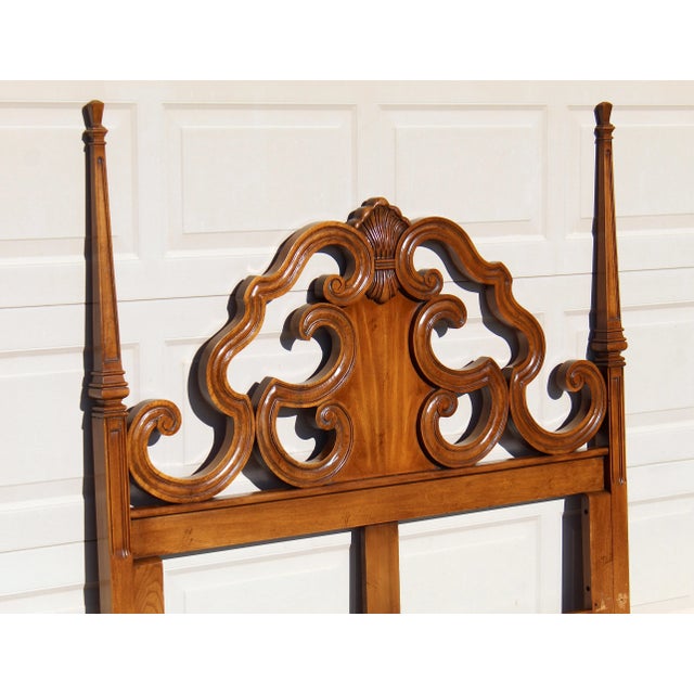 White Furniture Mid-Century Modern Walnut Queen Headboard by White Furniture Company – Vintage 1970s Solid Wood American Made Bed Frame For Sale - Image 4 of 13