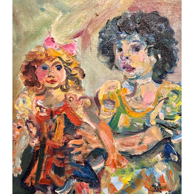 Walter Spitzer, Polish French Jewish Artist Oil Painting Girl with Doll, School of Paris Judaica, 1967 For Sale - Image 4 of 10