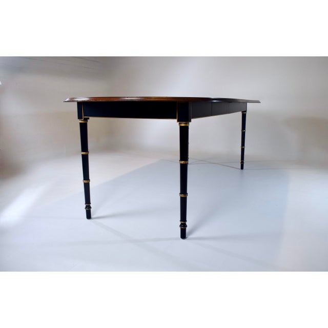 Wood Baker Furniture Faux Bamboo Extendable Dining Table Black Lacquer With Gold Accents For Sale - Image 7 of 14