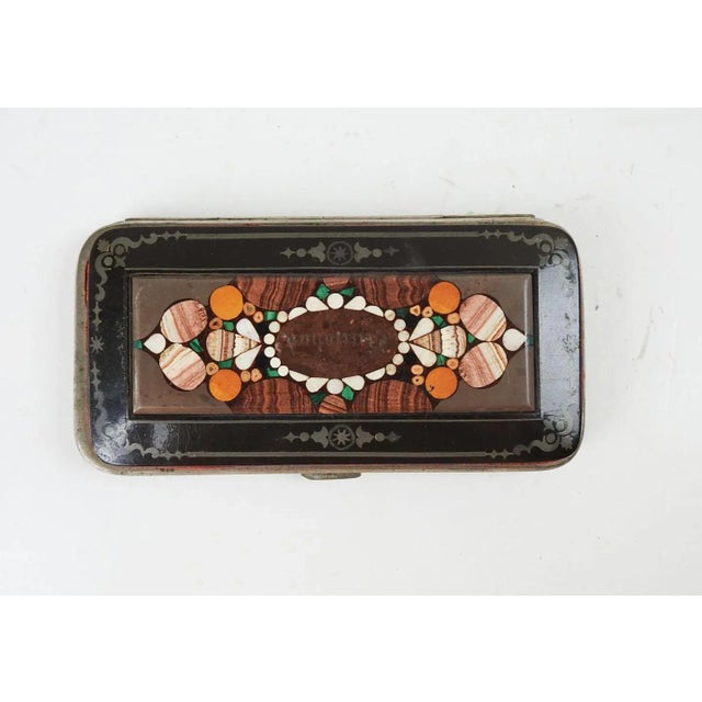Antique Victorian Pietra Dura Inlaid Stone Karlsbad Card Case For Sale In Seattle - Image 6 of 6
