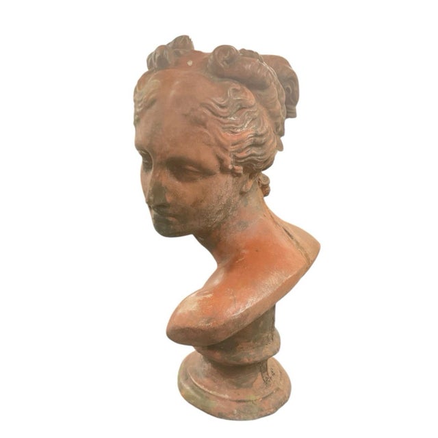 Neoclassical Vintage Neoclassical Terracotta-Style Female Bust – 20" Tall For Sale - Image 3 of 7