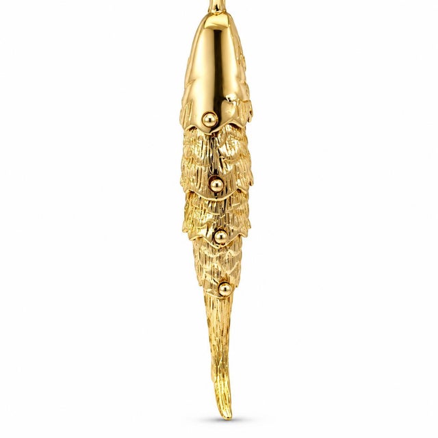 Vintage 14k Yellow Gold Articulated Moving Fish Charm Pendant For Sale - Image 4 of 6
