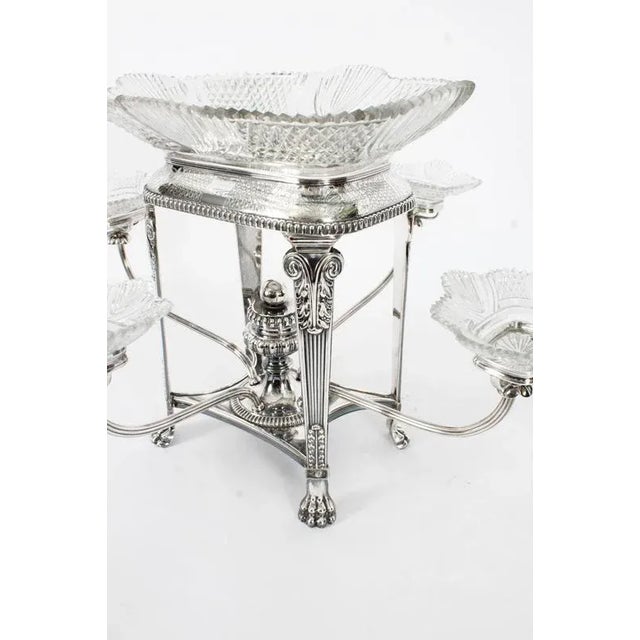 19th Century Sheffield Plate Cut Glass Epergne Centrepiece, 1820s For Sale - Image 9 of 17