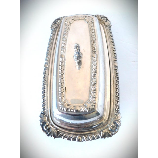 English Silver Plate Repoussed Butter Dish Hallmarked, 1940's For Sale - Image 9 of 11