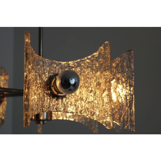 Mid-Century Modern Brutalist Chrome and Glass Chandelier by Kaiser Leuchten, 1970s For Sale - Image 11 of 13