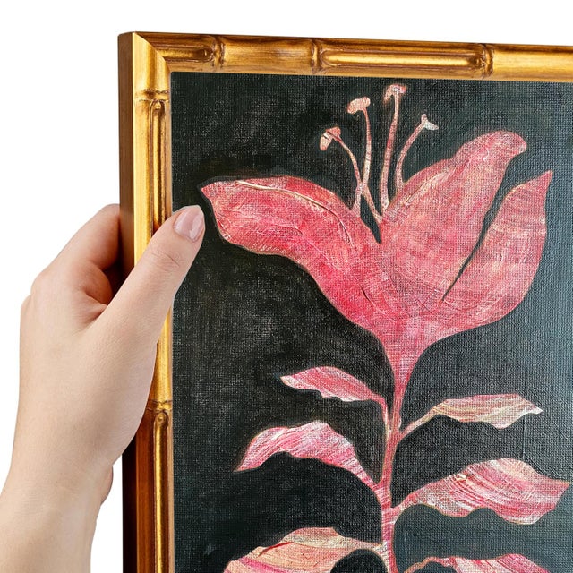 Contemporary Original Framed Acrylic Botanical Painting, Organic Boho Art Floral Wall Art by Tatiana Duperault For Sale - Image 3 of 3