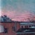 Rooftops by Mary Flack | Oil on Panel Painting of city rooftops at dusk with pink sky. For Sale