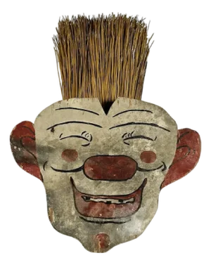 Folk Art Clown Whisk Broom Holder: Hand-Painted Wood Decor