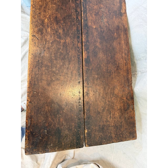 Antique Primitive French Farmhouse Work Table W/ 2 Drawers – Original Patina For Sale - Image 9 of 12