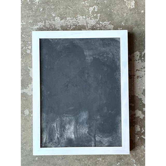 Vintage Black and White Abstract Expressionist Painting For Sale - Image 10 of 12